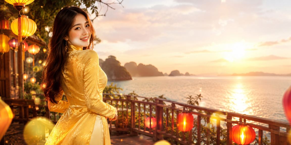 Người dùng xác nhận thông tin đăng ký và nhận ưu đãi tại Hội An với trang phục áo dài